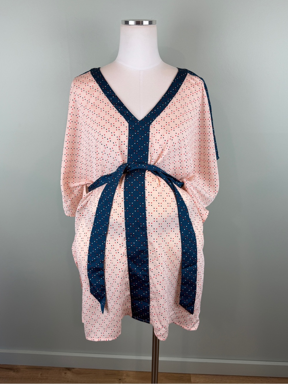 Rachel Zoe X A Pea in the Pod Polka Dot Kimono Blouse Maternity Tie-Waist Med